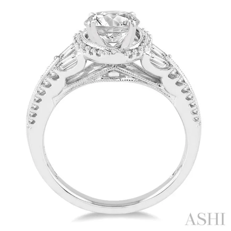 1 1/6 Ctw Diamond Engagement Ring with 5/8 Ct Round Cut Center Stone in 14K White Gold