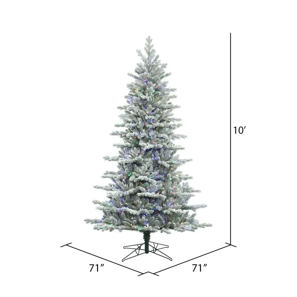 10' Frosted Eastern Fraser Fir Artificial Christmas Tree Colored Dura-Lit LED