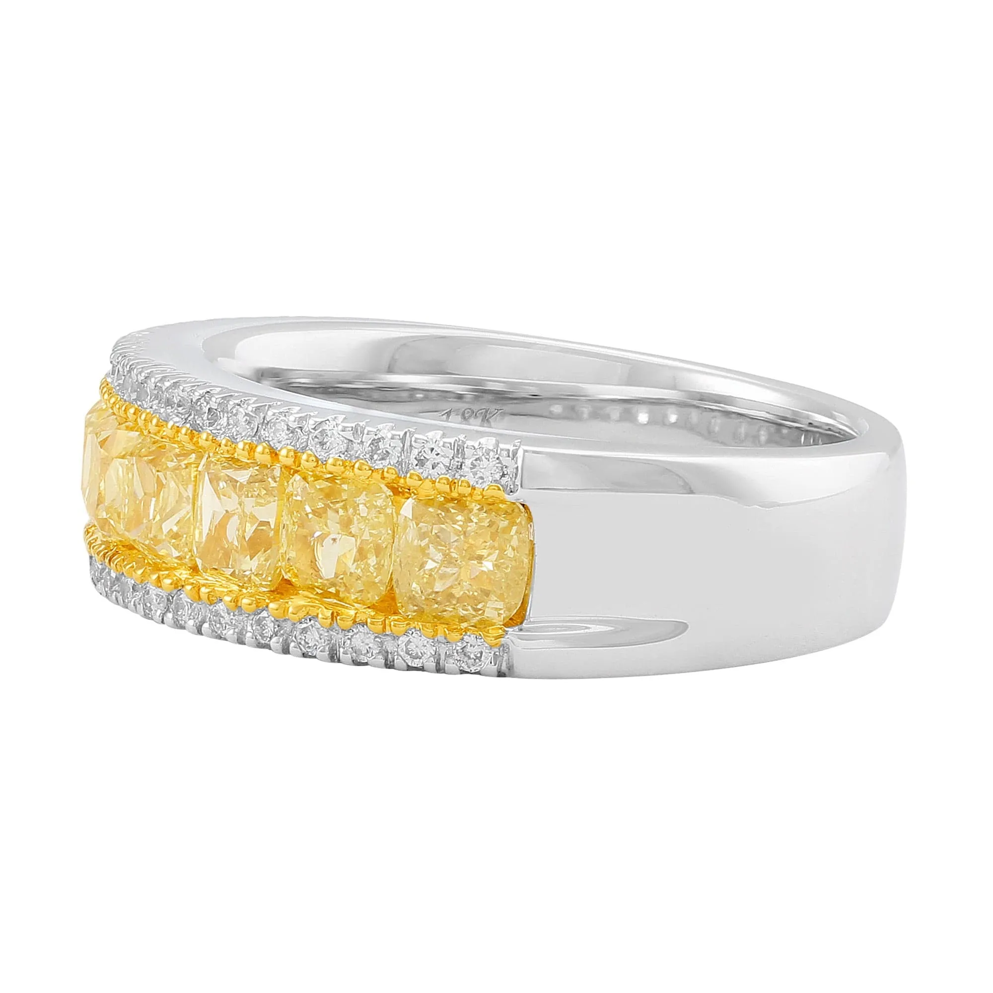 18kt White Gold Fancy Yellow Diamond Band