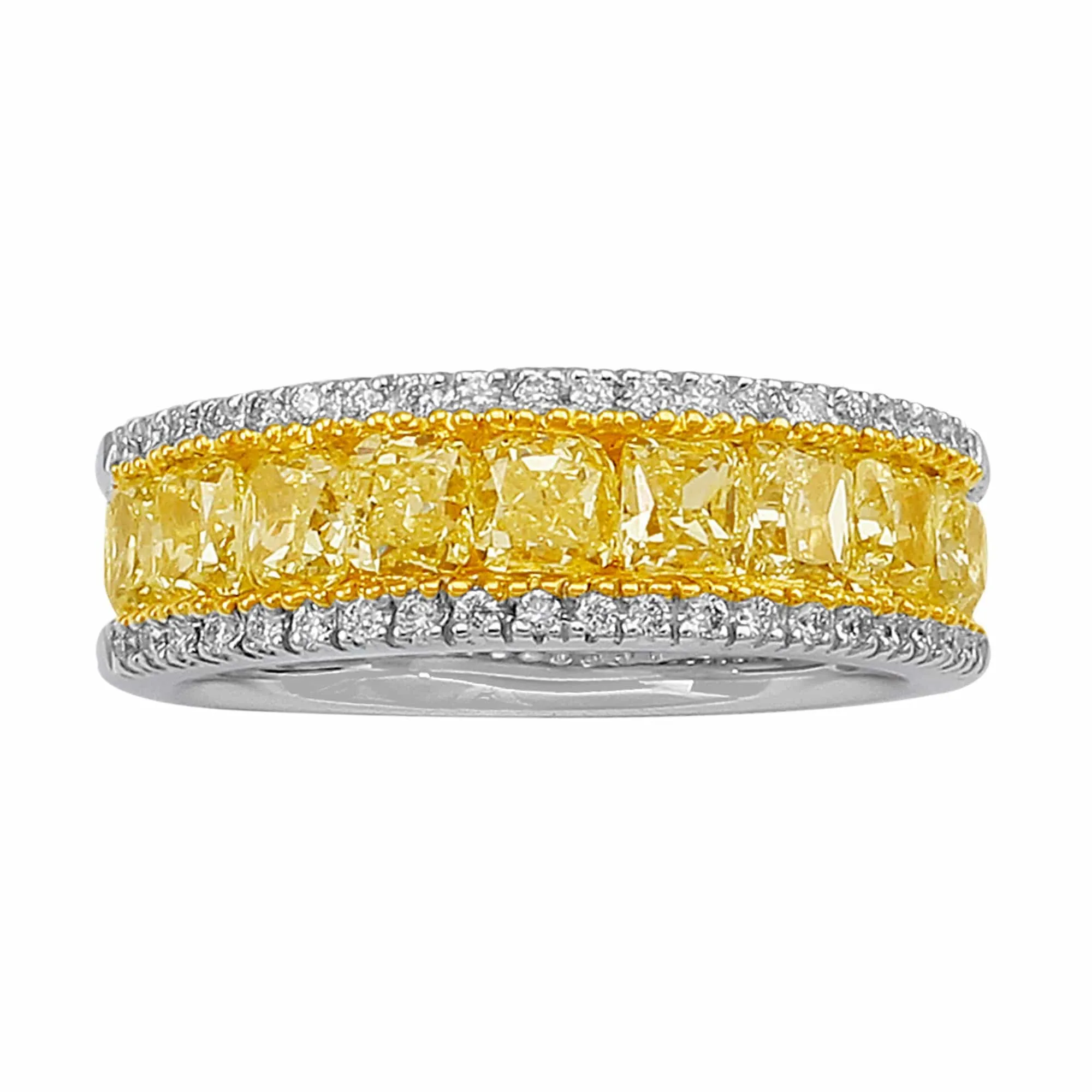 18kt White Gold Fancy Yellow Diamond Band