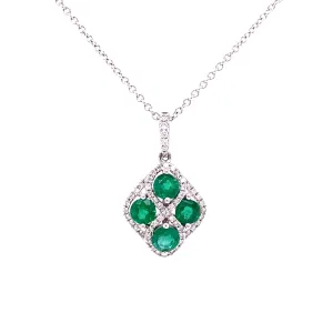 18KW Emeralds And Diamonds Fashion Pendant