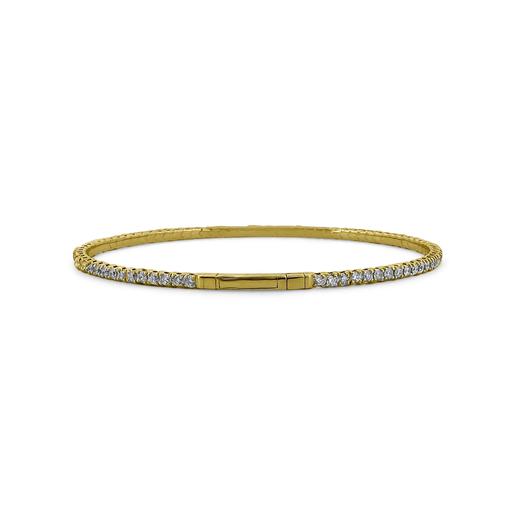 1.90ctw Round Brilliant Diamond Flex Bangle Bracelet in 14k Yellow Gold