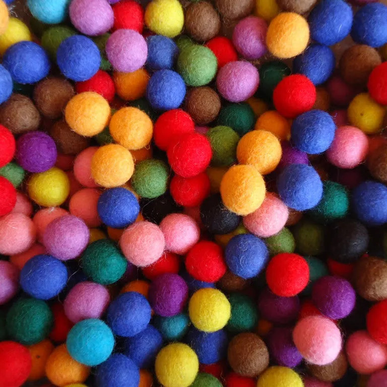 2 CM Felt Balls Assorted Colours