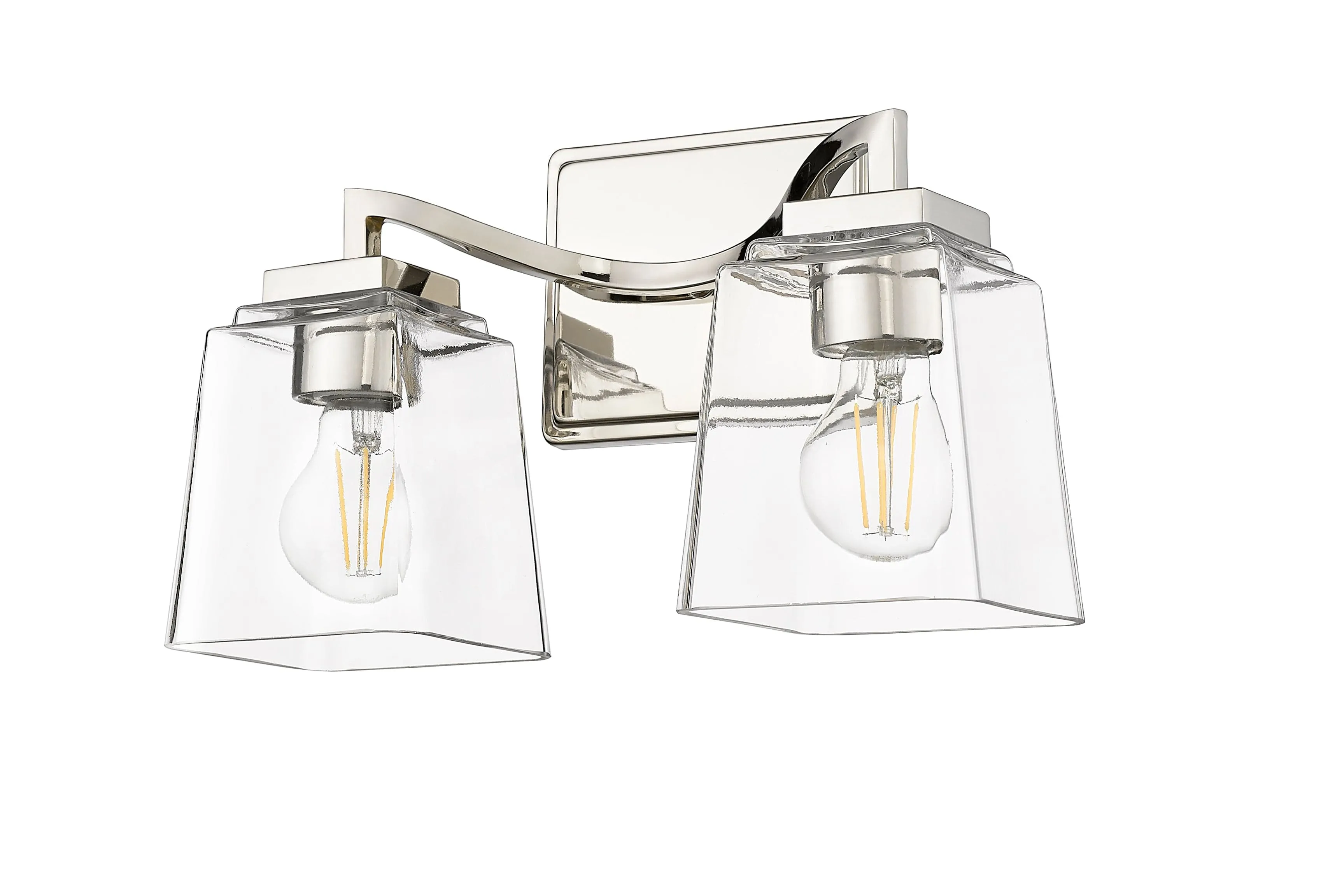 2 Lamps Avenna Vanity Light - Polished Nickel - Clear Glass - 14.5in. Wide