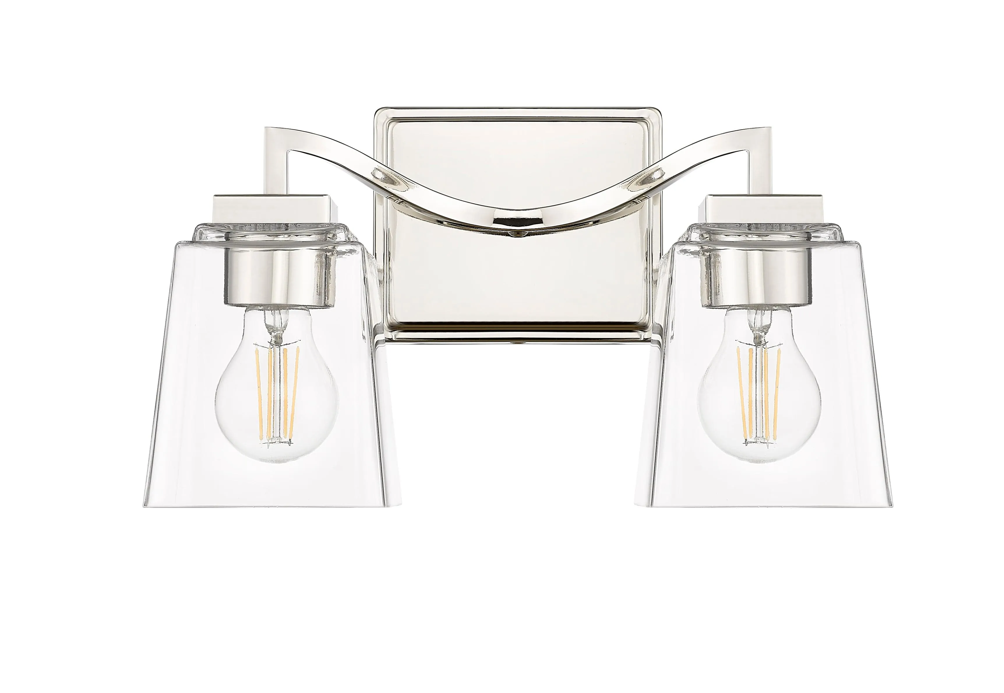 2 Lamps Avenna Vanity Light - Polished Nickel - Clear Glass - 14.5in. Wide