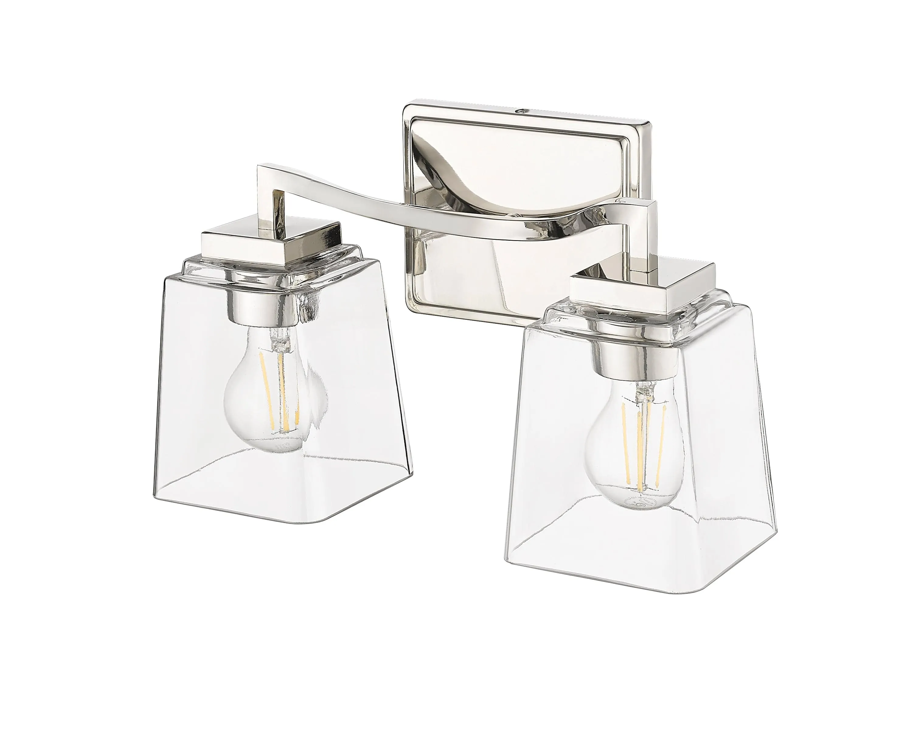 2 Lamps Avenna Vanity Light - Polished Nickel - Clear Glass - 14.5in. Wide