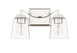 2 Lamps Avenna Vanity Light - Polished Nickel - Clear Glass - 14.5in. Wide