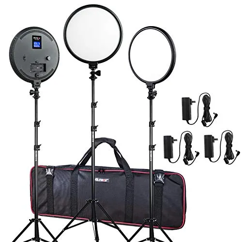 (3 Pack) VILTROX Studio Light kit, 10-Inch Bi-Color 2000LM LED Studio Round Light with Stand, for Child Photography,Portrait and Video Shoot Studio Photography