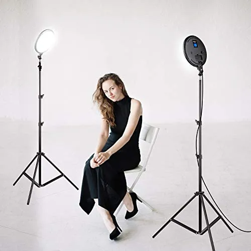 (3 Pack) VILTROX Studio Light kit, 10-Inch Bi-Color 2000LM LED Studio Round Light with Stand, for Child Photography,Portrait and Video Shoot Studio Photography