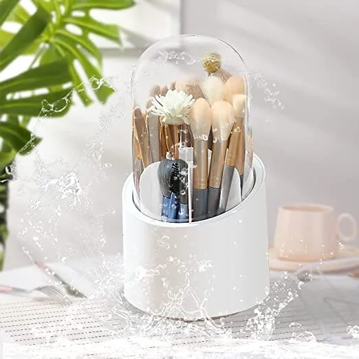 360-Degree Rotating Dustproof Makeup Brush Organizer