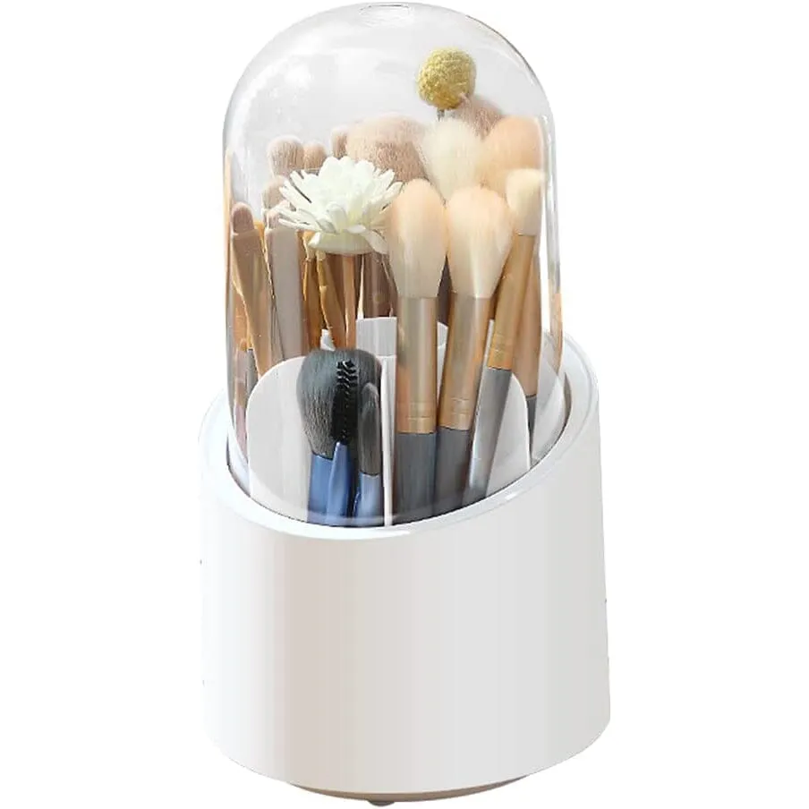 360-Degree Rotating Dustproof Makeup Brush Organizer