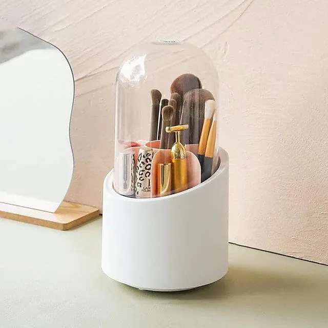 360-Degree Rotating Dustproof Makeup Brush Organizer