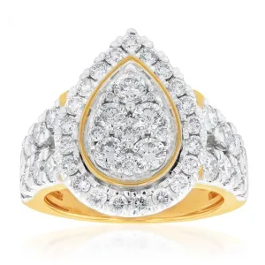 9ct Yellow Gold 3 Carat Diamond Ring with Brilliant Cut Diamonds