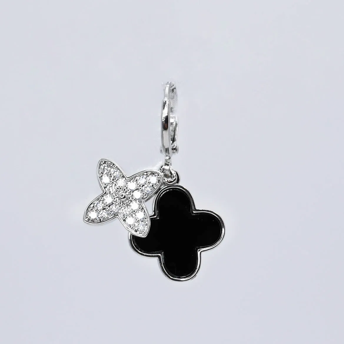 Amelia Black Double Pendant Silver CH-388