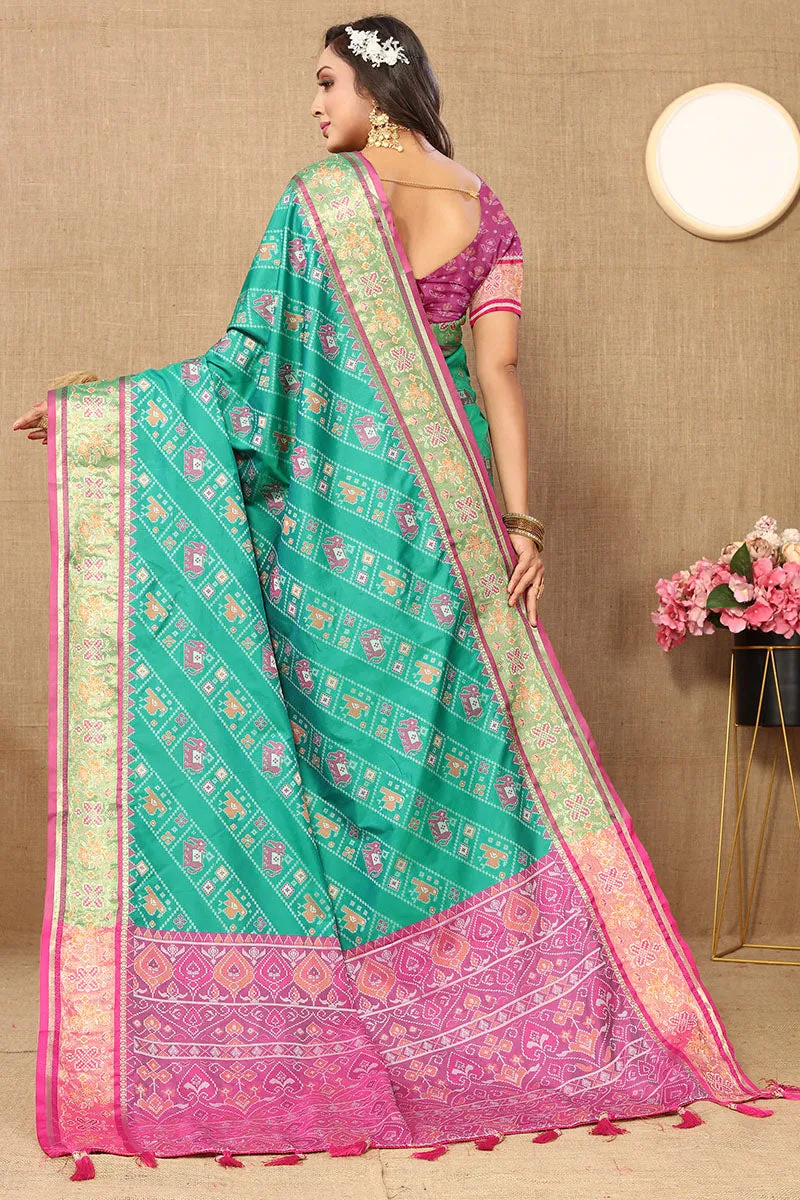 Amiable Sea Green Soft Banarasi Silk Saree With Sumptuous Blouse Piece