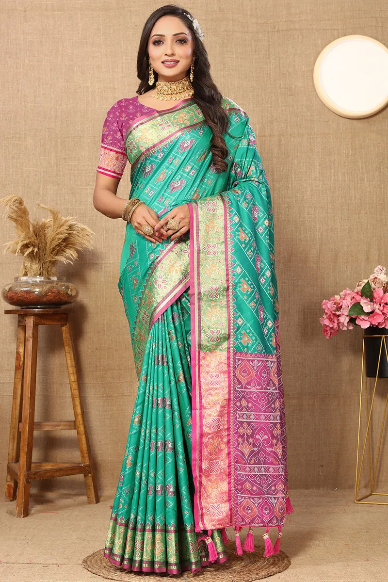 Amiable Sea Green Soft Banarasi Silk Saree With Sumptuous Blouse Piece