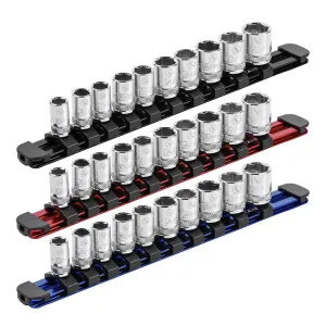 ARES 60099 - 3-Piece 1/4-Inch Drive 9.84-Inch Aluminum Socket Rail Set with Locking End Caps