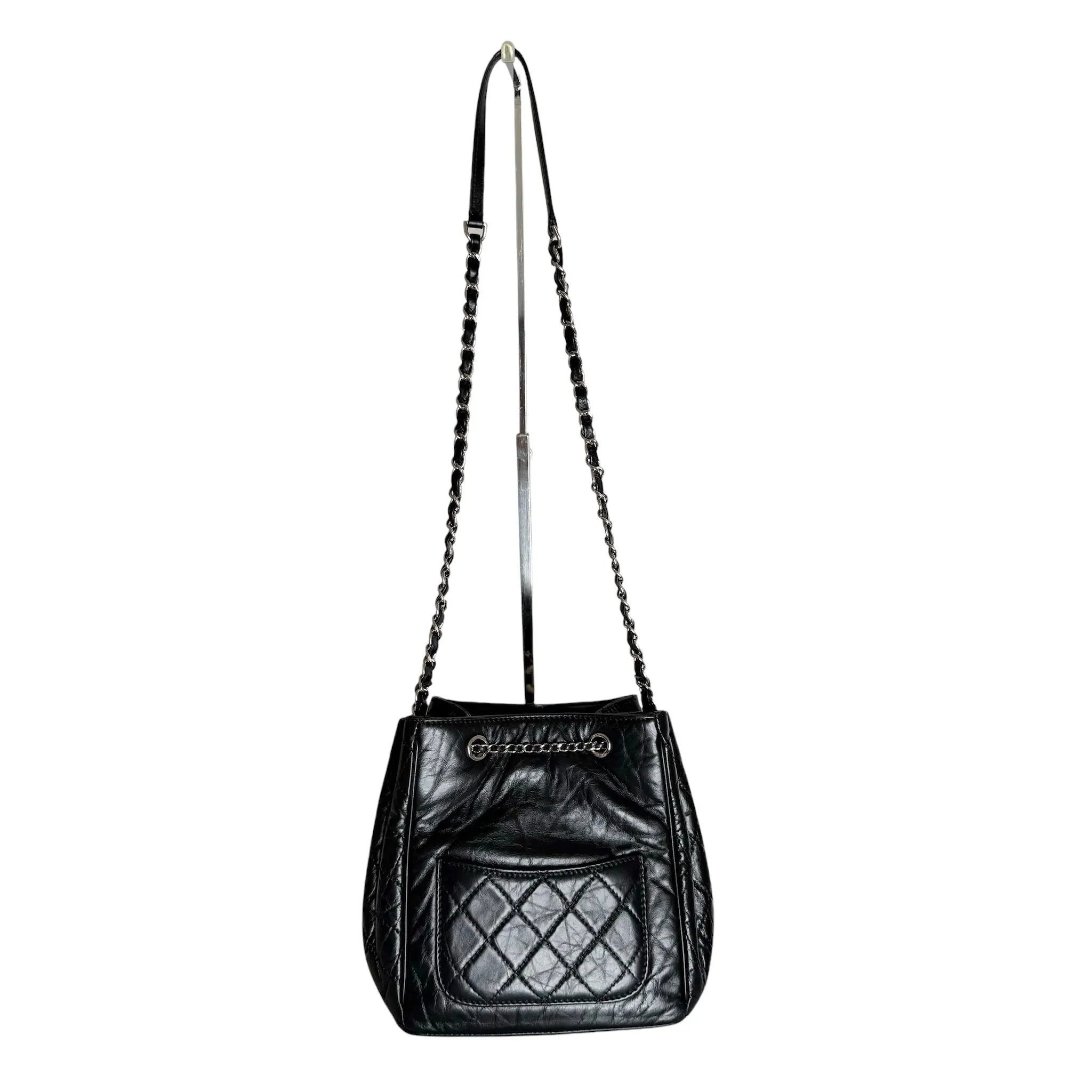 Black Drawstring Crossbody Bag