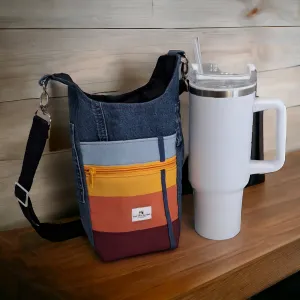 Blue Jean/Stripe Water Bottle Bag