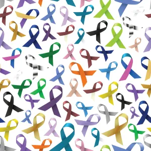 Boo Boo Fabric,  Cancer Fabric, Awareness Fabric, Ribbon, Cotton, 1 yd and 34 inches.  1345