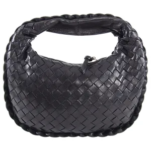 Bottega Veneta Vintage Black Intrecciato Leather Mini Hobo Bag