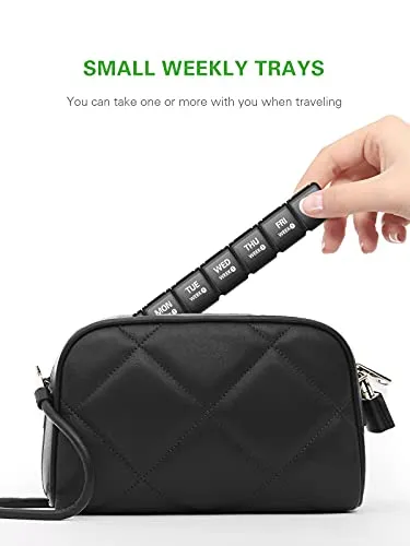 BUG HULL Pill Organizer Monthly, Moisture-Proof 4 Weeks Pill Box, Large Pill Case 28 Day, Medicine Organizer One Month, 30 Day Pill Container for Vitamin, Supplements - Black