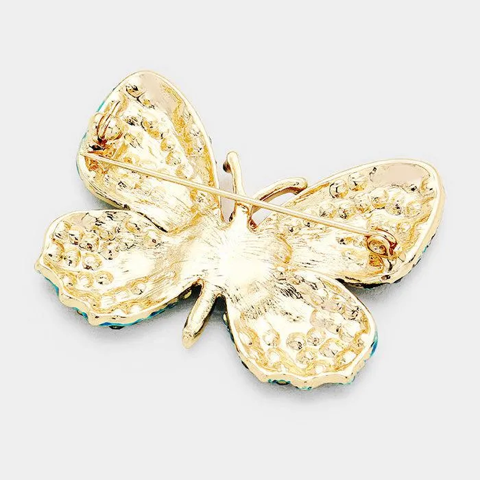 Butterfly Crystal Rhinestone Accented Pin Brooch