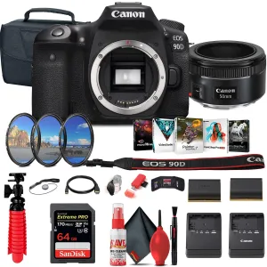 Canon EOS 90D DSLR Camera (Body Only) (3616C002)   Canon EF 50mm Lens Filter Set Bundle