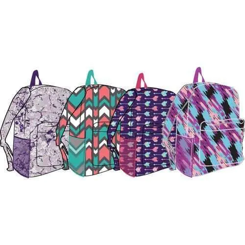 Case of [24] 17" Arctic Star Classic Backpack - 4 Assorted Prints