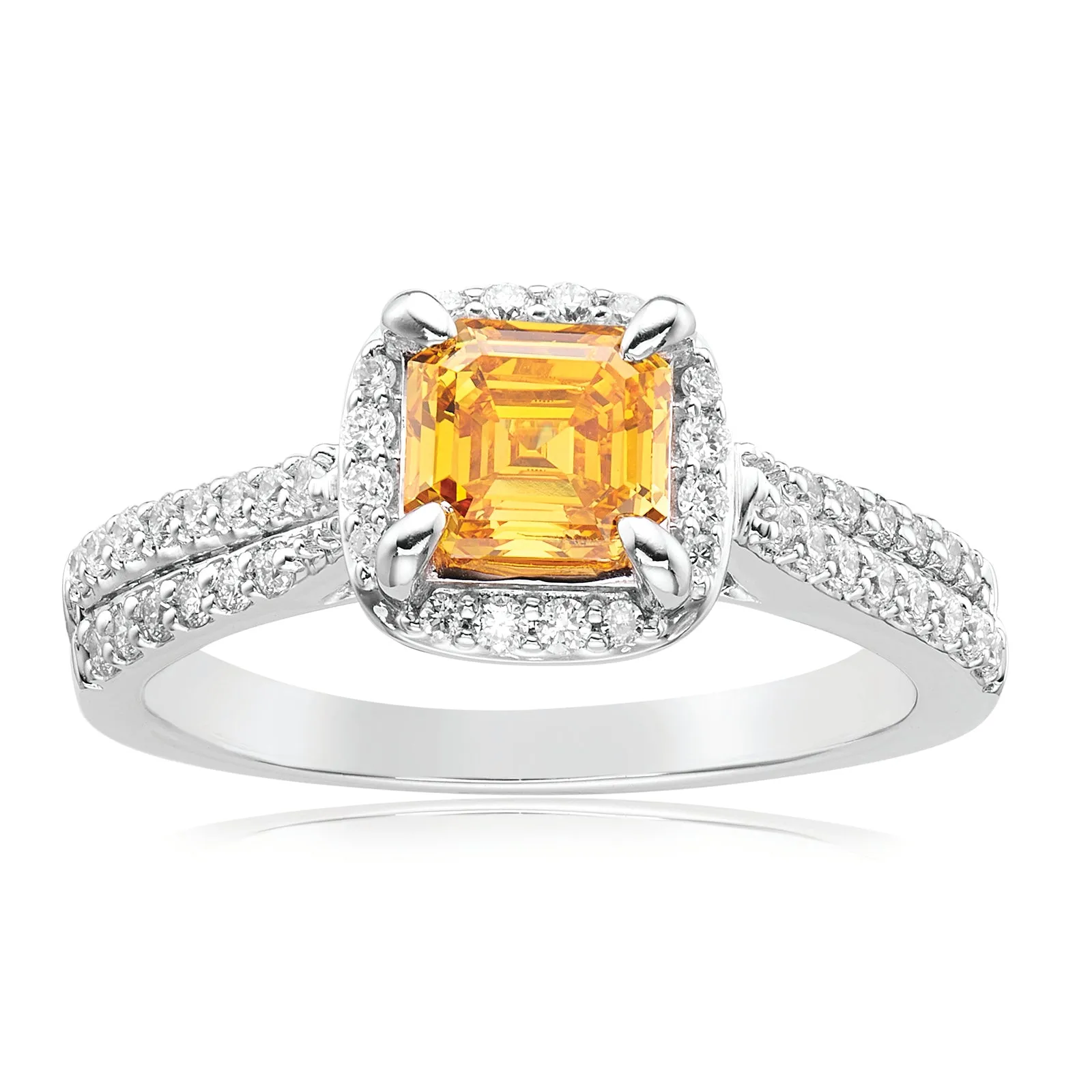 Celebration 18ct White Gold Asscher & Round Cut 1.33 CARAT tw of Lab Grown Diamond Ring