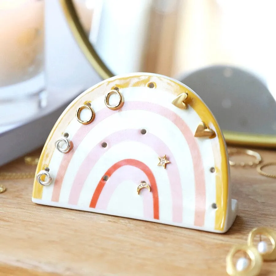 Ceramic Rainbow Earring Holder