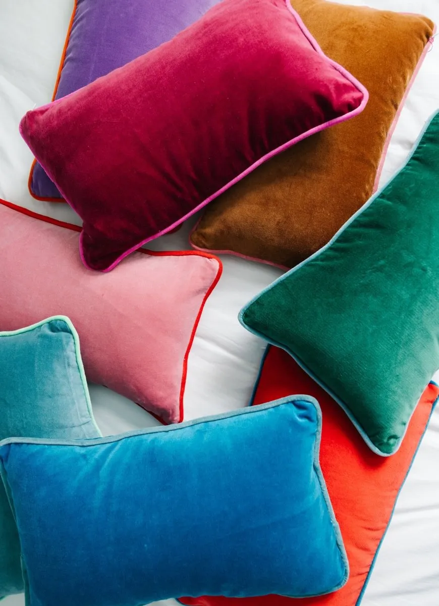 Charliss Velvet Lumbar Pillow | Peacock   Aqua