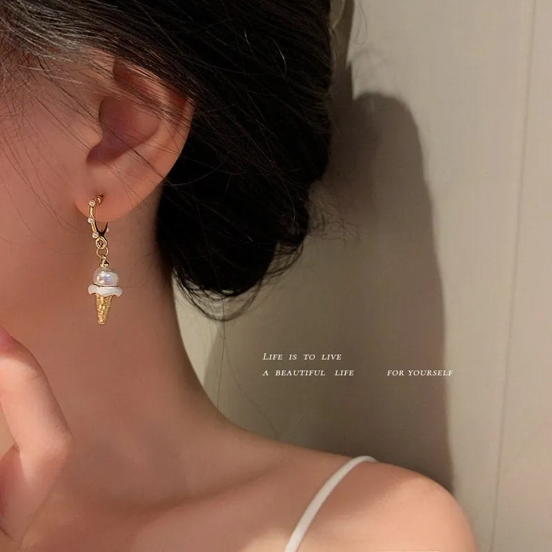 Charming Dangling Ice Cream Pearl Earrings