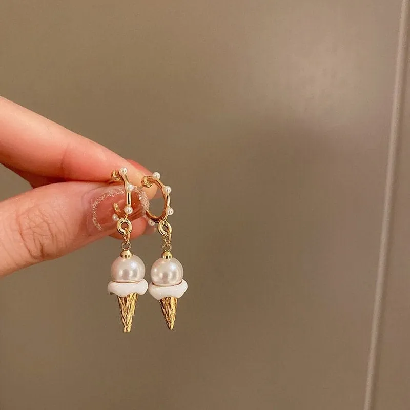 Charming Dangling Ice Cream Pearl Earrings