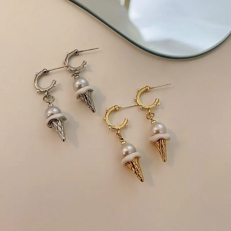 Charming Dangling Ice Cream Pearl Earrings