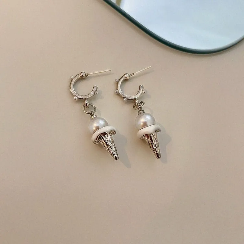 Charming Dangling Ice Cream Pearl Earrings