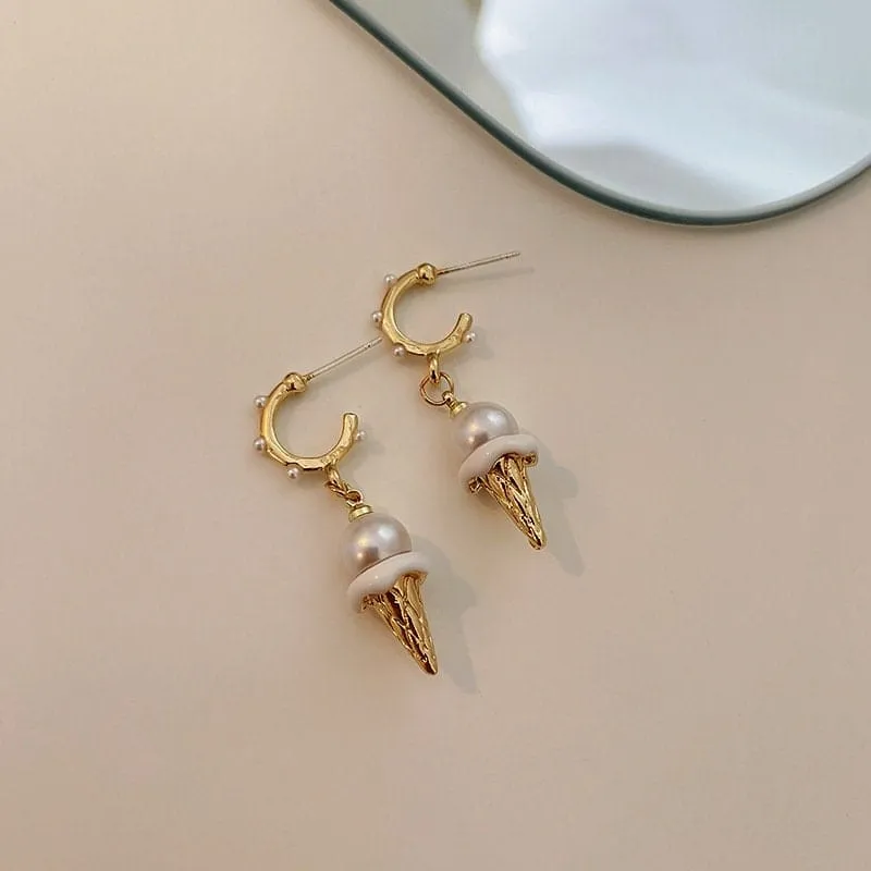 Charming Dangling Ice Cream Pearl Earrings