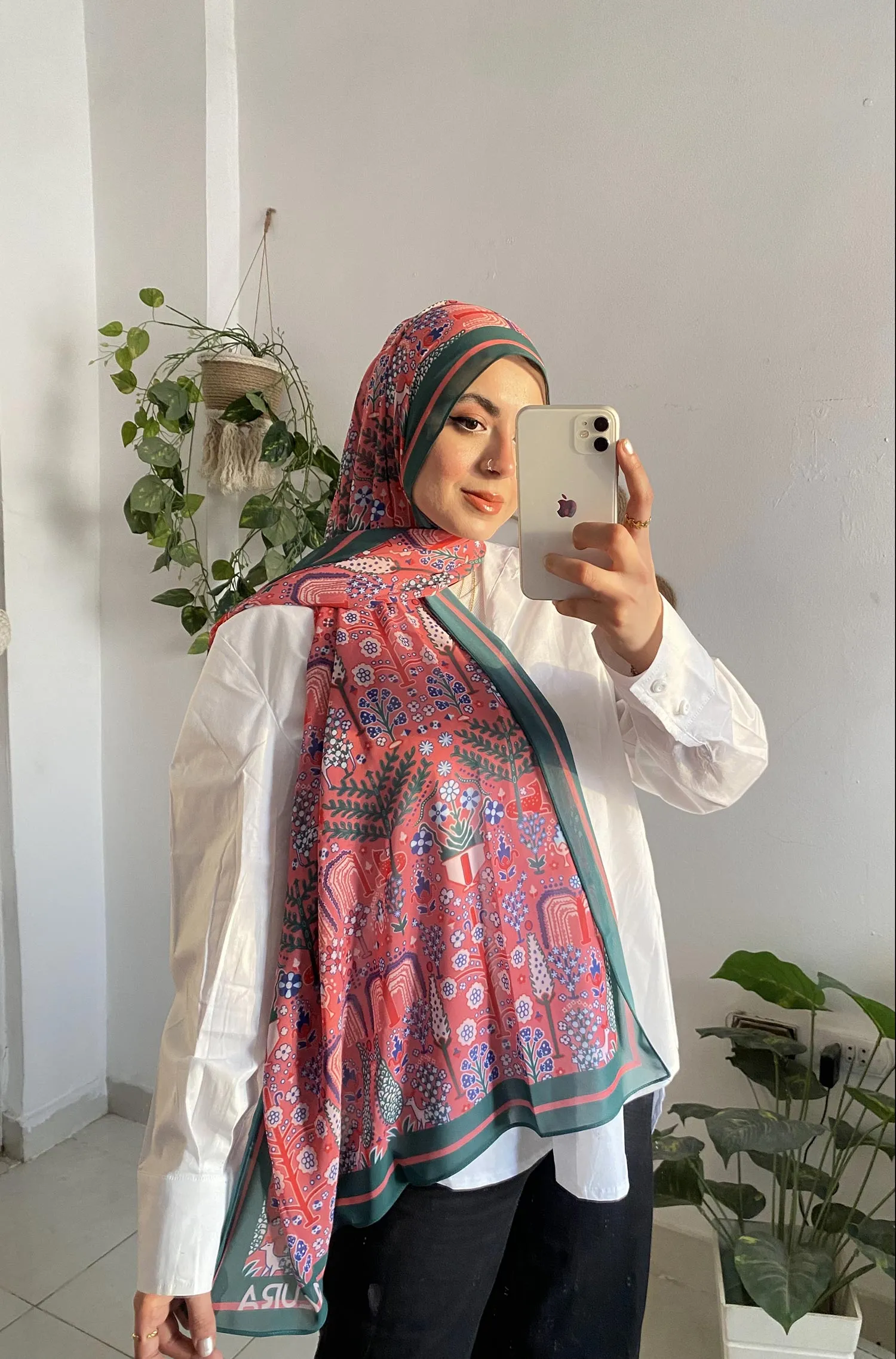 Charming Mixed Prints Chiffon Scarf - Allura