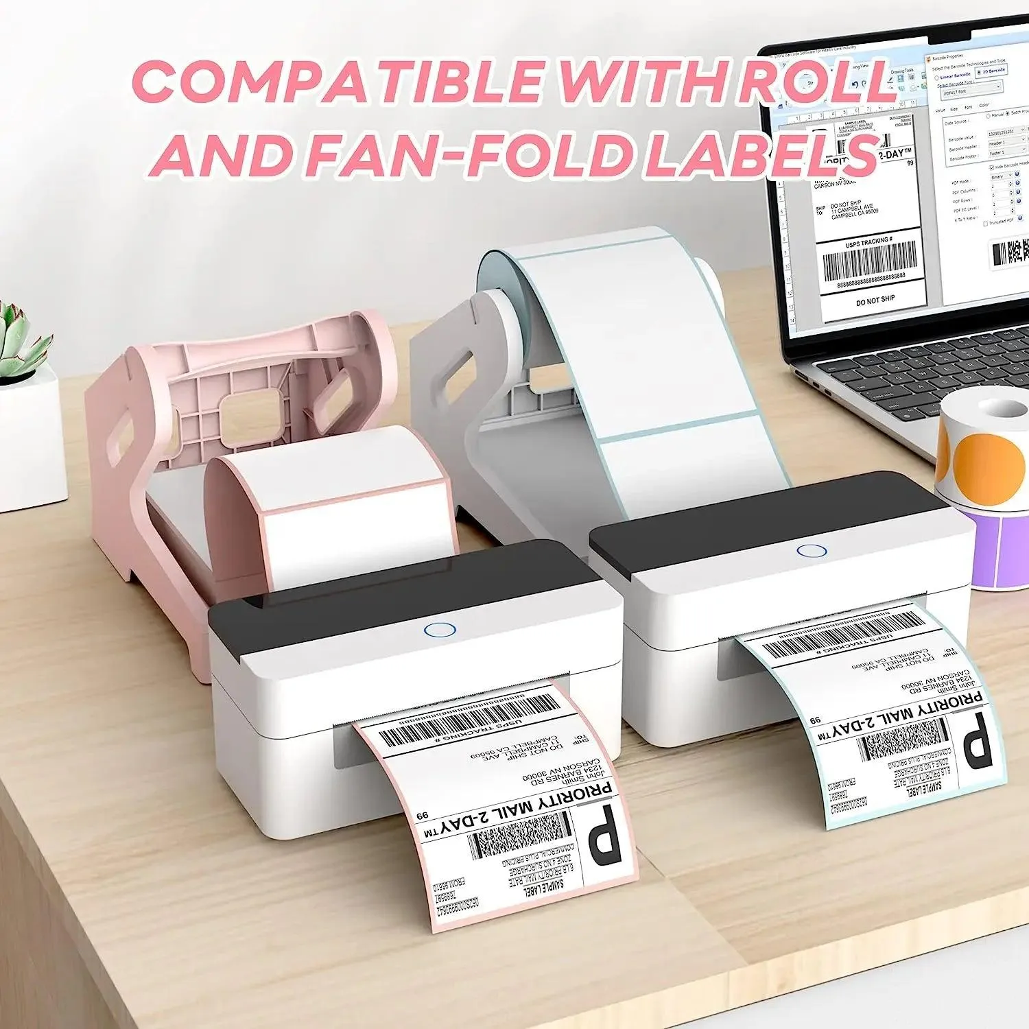 Chic Pink Label Printer Stand - Elegant and Space-Efficient Organizer