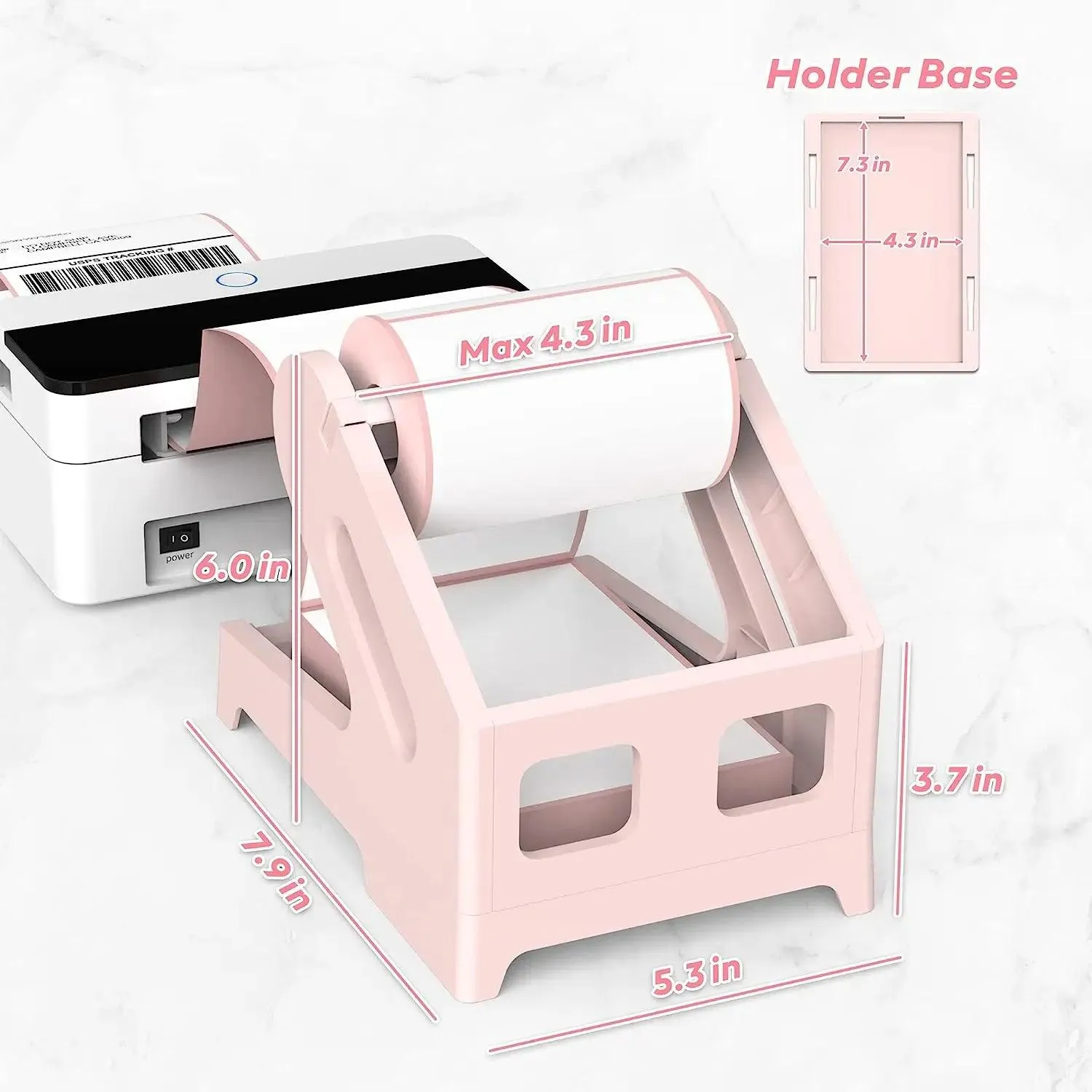 Chic Pink Label Printer Stand - Elegant and Space-Efficient Organizer