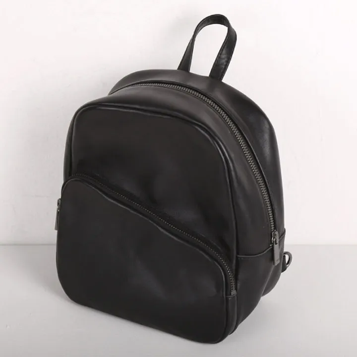 Chic Womens Black Backpack Purse Mini Leather Rucksack