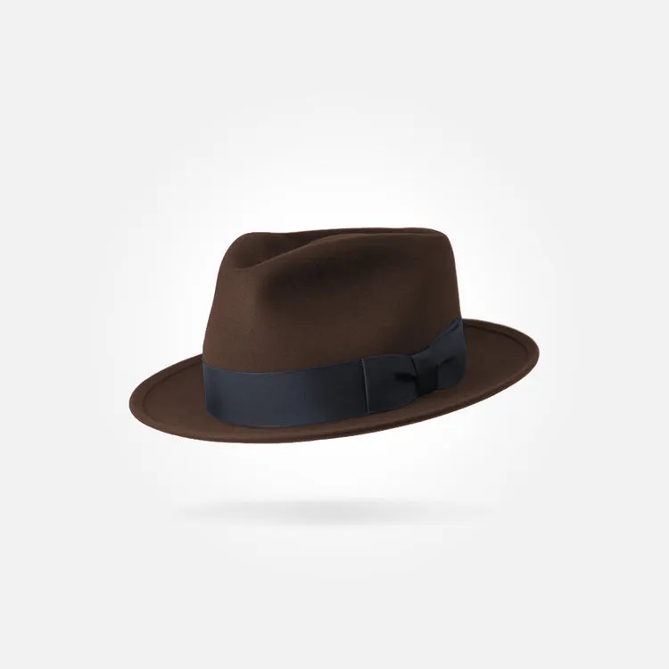 Classic Charm Fedora Fur Felt Hat in Brown