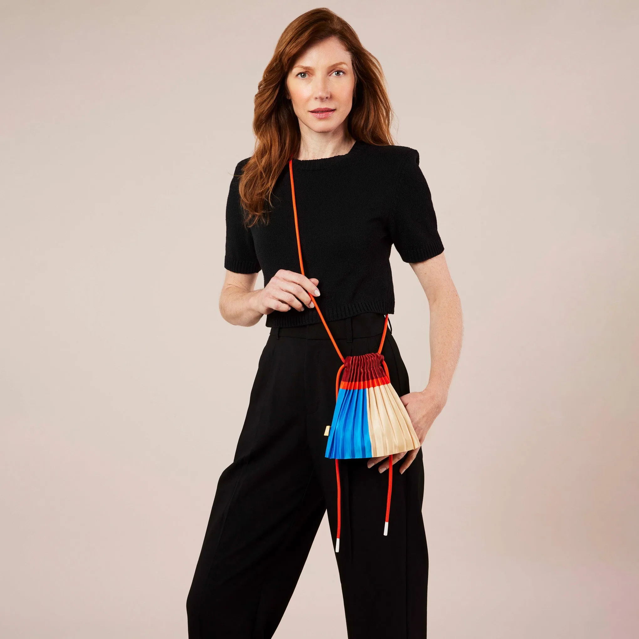 Colorblocked Pleated Mini Crossbody Bag - Agate