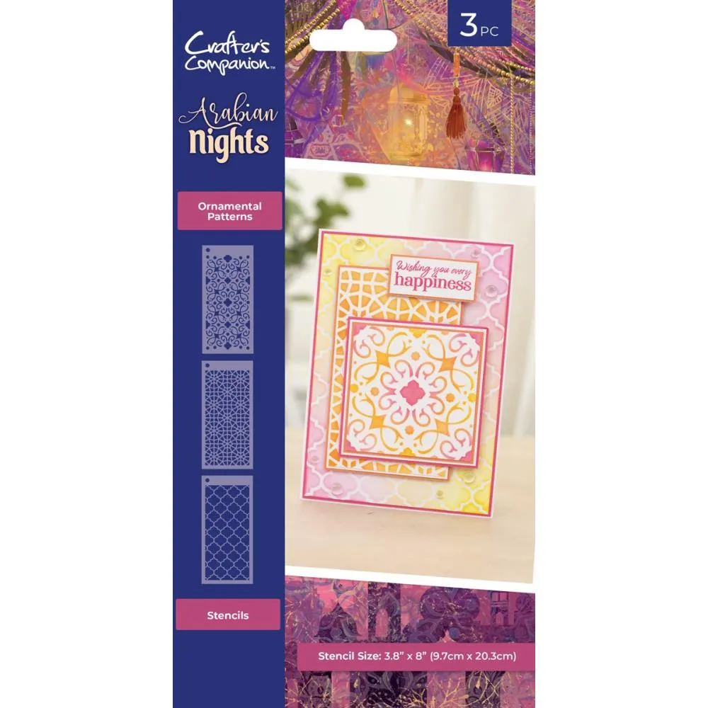 Crafter's Companion Arabian Nights Stencil 3.8"X8" 3/Pkg Ornamental Patterns