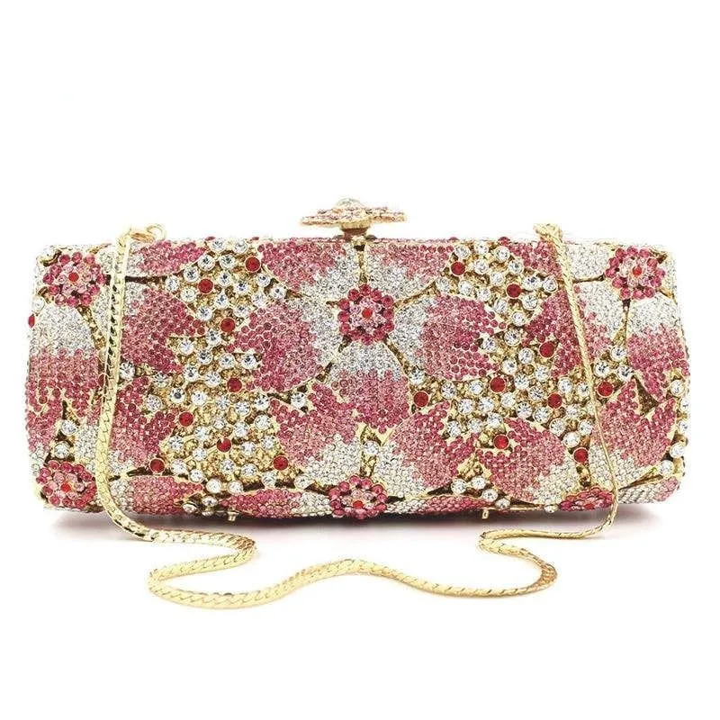 Crystal Flower Bridal Clutch Rhinestone Evening Bag