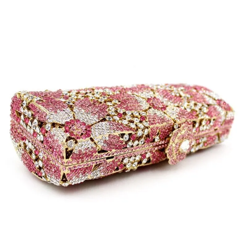 Crystal Flower Bridal Clutch Rhinestone Evening Bag