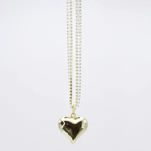 Crystal Puffy Heart Necklace J20