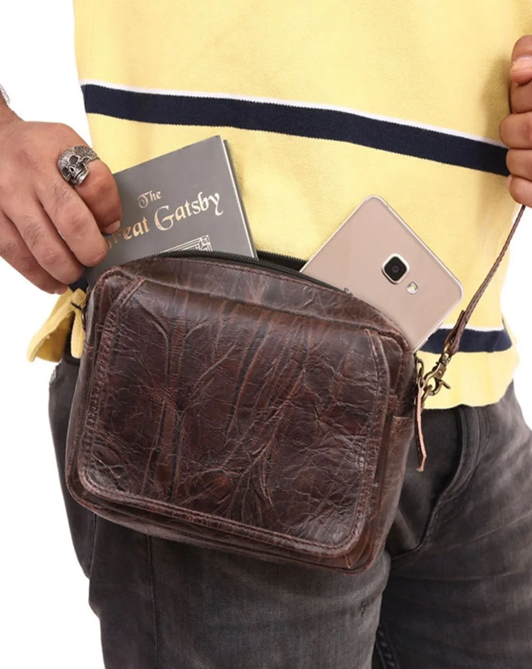 Dark Brown Leather Multipurpose Bumbag / Waist Bag