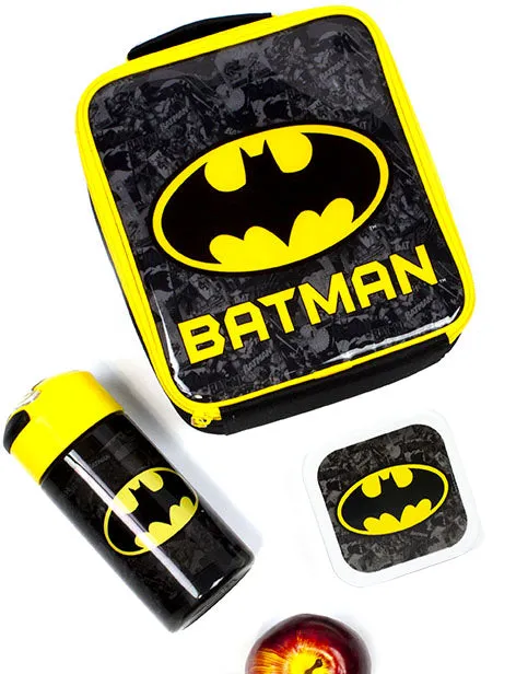 DC Batman Logo Comic Print 3 Piece Lunch Bag Set Black