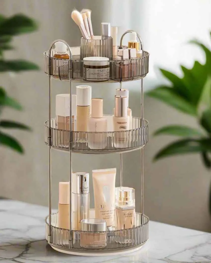 Elegant Grey Shade Three-Tier Rotating Multi-Purpose Organizer | 9 x 20 inches